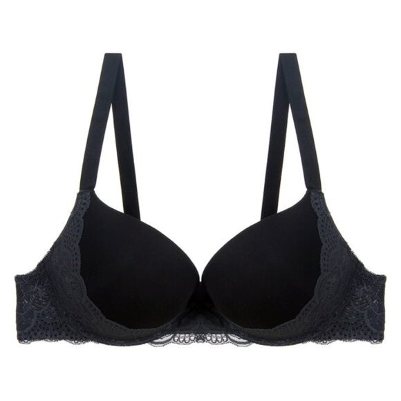 Youmita 42DD Black Floral Lace Overlay Bra NWT - Picture 1 of 12